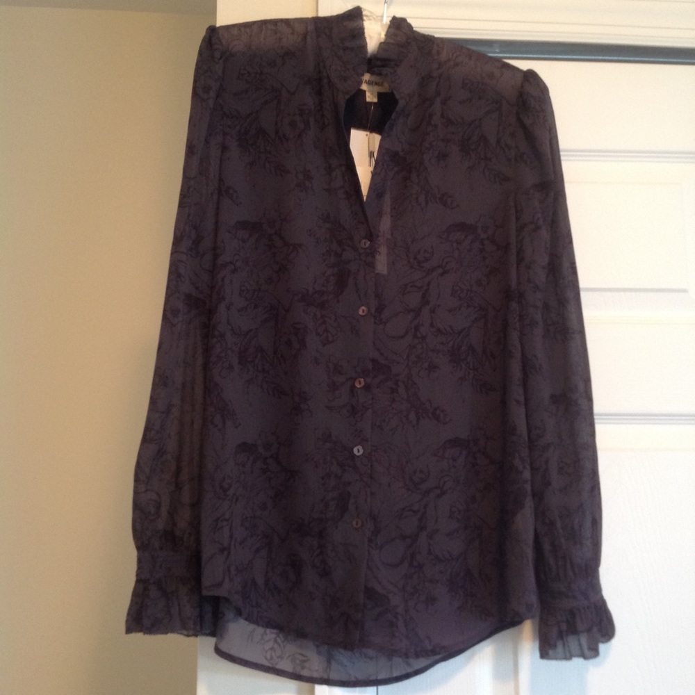 L'Agence  Carla Sheer Blouse